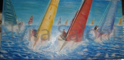 Regata velica – olio – cm 200x100x3 (collezione privata) - Elvira Salonia