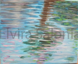  Riflessi con alberi - Olio - cm 30 x 25 x 2 - Elvira Salonia