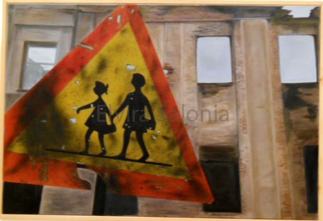 “Il futuro come bersaglio” – olio – cm 93x63 (collezione privata) - Elvira Salonia