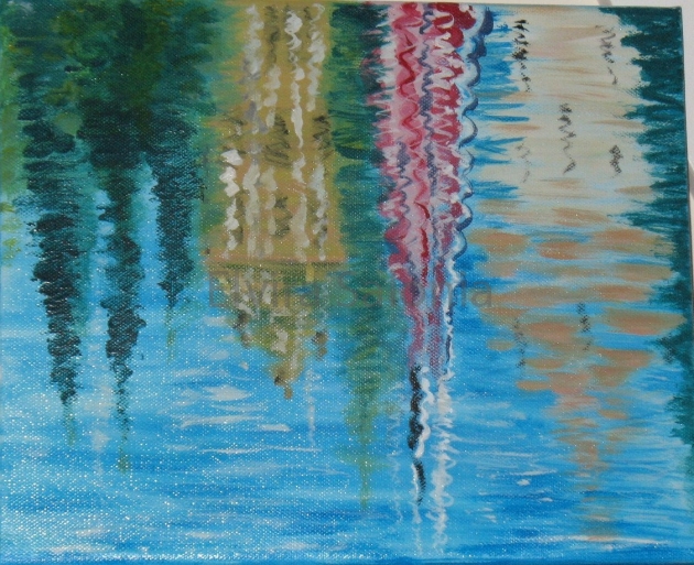 Riflessi lungo il fiume - olio - cm 25x30 - Elvira Salonia