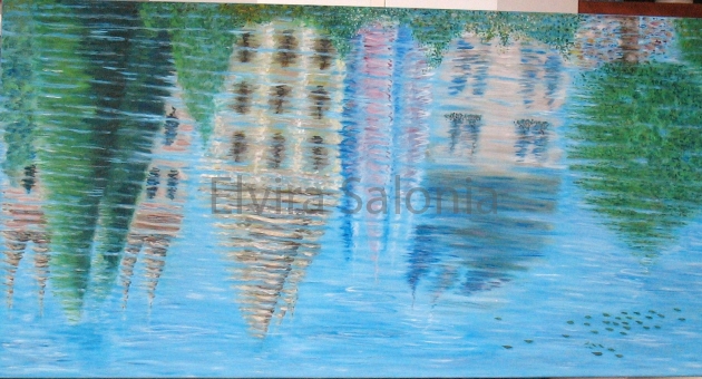 Riflessi sul fiume – acrilico – cm 160x80 (collezione privata) - Elvira Salonia