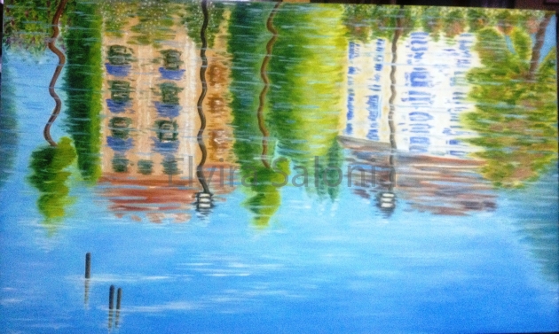 Riflessi sul mare – olio – cm 100x60x4 (collezione privata) - Elvira Salonia